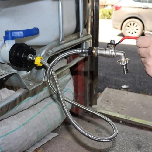 IBC 1m Long Hose Faucet IBC Tank Tap Adapter Ton Barrel Switch IBC Outlet Tap S60*6 1/2''' Ton Drain Adapter Faucet Valve
