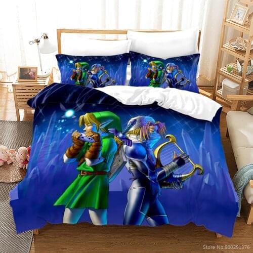 3D Printed Zelda Game Bedding Set Twin Full Queen King Size Comforter Cover Set Soft Duvet Cover Set Bedclothes for Home Bedroom