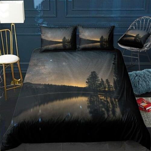 Beautiful Night Sky Quilt Cover Pillowcase 3Piece Comforter Bedding Set With Pillow Case Single Double Duvet Cover Home Decora