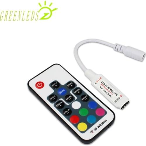 LED RF remote 17 keys RGB Color Mini Controller DC5-24V 6A JM-RFMINI-05 Controller with One Year Warranty