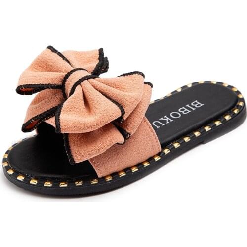 Girls Summer Slippers Children House Slides Outdoor for Swimming Beach Kids Slippers Big Teenagers 26-39 Bow-knot Floral Sweet