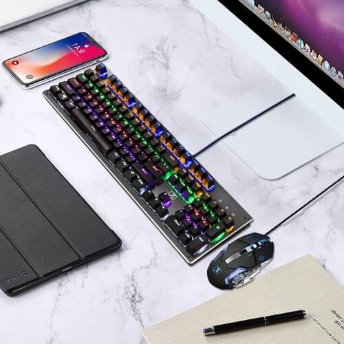 Mechanical Gaming Keyboard Computer Mouse Gamer Sets Blue Switch 104Key Backlight PC Keypad Ergonomic Gaming Mouse For PC Laptop