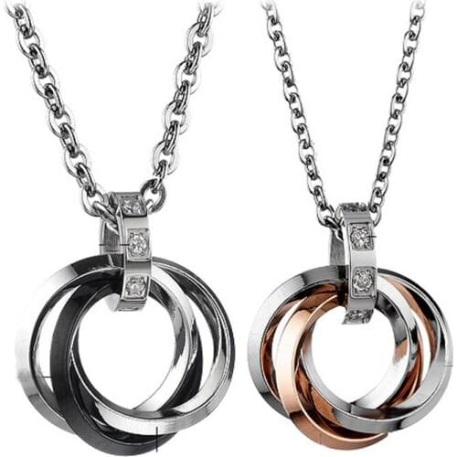 Fashion Jewelry Man lovers Pendant Necklaces Women for Girl boy in Black Gold color stainless steel Chain