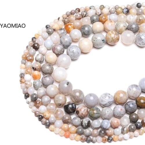 Natural Stone Bamboo Leaf Carnelian Agates Round Beads 15" Strand 4 6 8 10 12MM Pick Size For Jewelry