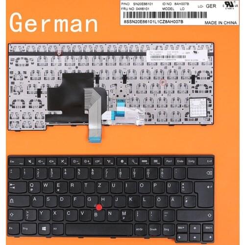 German QWERTZ New Replacement Keyboard for Lenovo Thinkpad E450 E455 E450C E460 E465 Laptop Black with Pointer