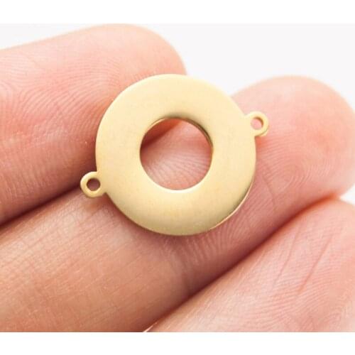 100% Stainless Steel Annulus Charm With 2 Holes Metal Blank Round Charm Connector DIY Jewelry Findings Wholesale 100pcs