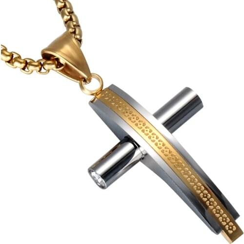 Stainless Steel Arc Cross Pendants Necklace For Men Women Unisex Jewelry Drop Shipping