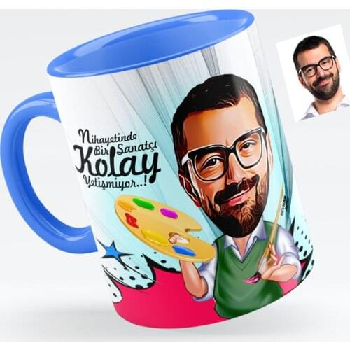 Personalized Mr Painter Caricature Of Blue Mug cup-1