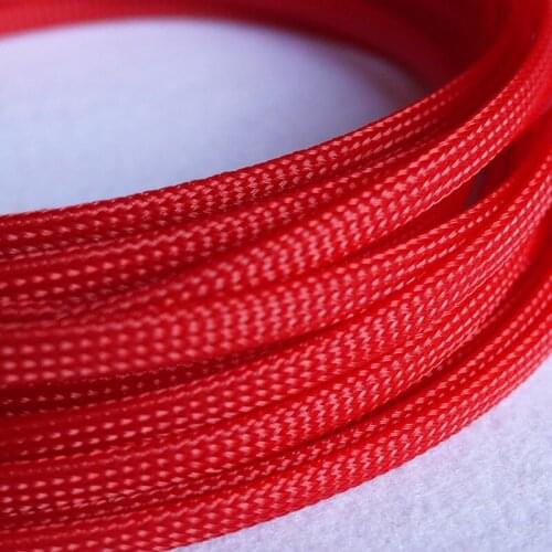 1/10/100 Meters Red - High quality 6mm Braid PET Expandable Sleeving High Density Sheathing Plaited Cable Sleeves