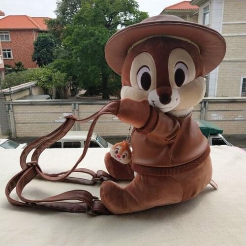 35cm Disney Cartoon Chip n Dale Plush Backpack Anime Soft Stuffed Animals Dolls Toys bags for children School bag Girls Gifts