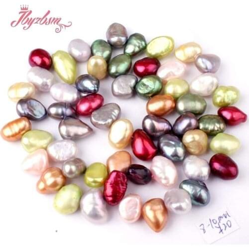 6-7x8-9mm Natural Freeform Multicolor Freshwater Pearl Gem Stone Beads Strand 14"For DIY Necklace Jewelry Making Free Shipping