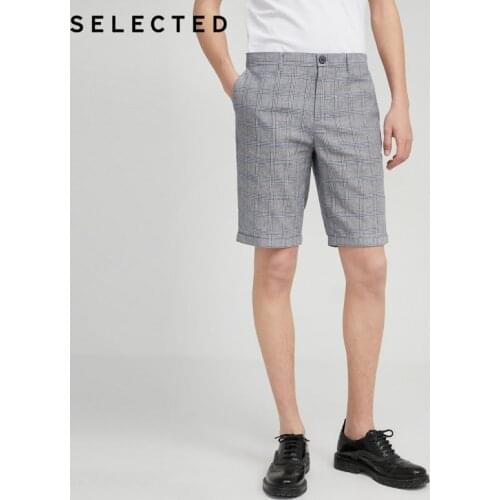 SELECTED Mens New Cotton-blended Checked Straight Business Casual Shorts S|4202SH518