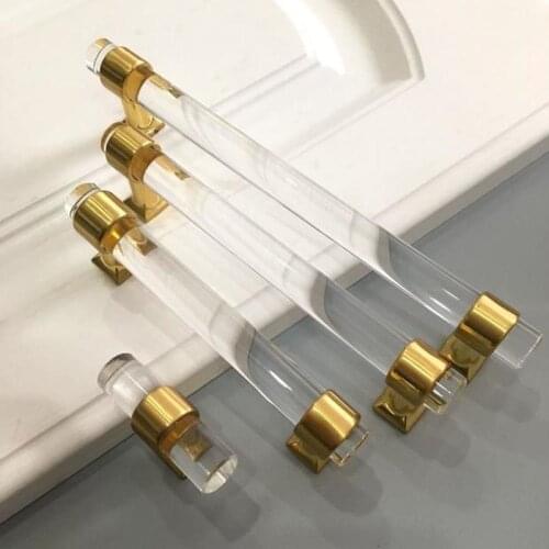 Modern Acrylic Door Pull Knob Drawer Cabinet Cupboard Kitchen Handle Drawer Knobs Hardware Gold Wardrobe Handles Furniture