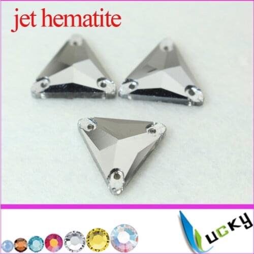 Jet hematite color flat back sew on crystal buttons with two holes rhinestone buttons 16x16mm