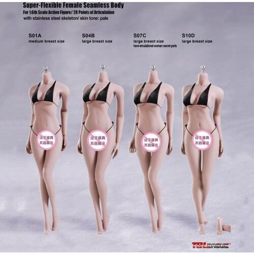 1/6 TBLeague S01A S04B S07C S10D Medium/Large Breast Super-Flexible Seamless Body With Stainless Steel Skeleton Pale Skin