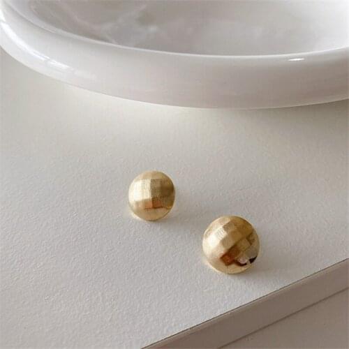 Vintage Gold Color Round Stud Earrings For Women Geometric Ball Small Earrings Korean Studs Pendientes Fashion Jewelry