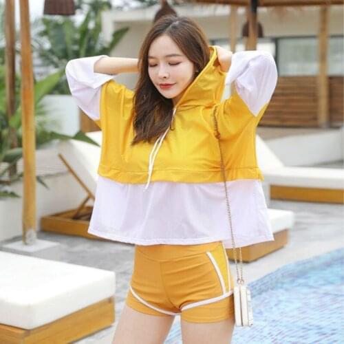 Swimsuit womens hot spring small fresh ins wind fairy Fan Xian thin belly conservative holiday three-piece bikini