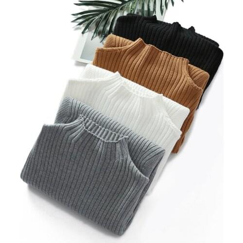 Korean Womens Knitted Sweater Autumn Winter Thick Turtleneck Long Sleeve Simple Solid Color Comfortable Pullover sueter mujer