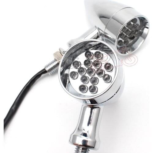 1pair Motorcycle Chrome Metal 15LED Turn Signal Amber Light Blinker for Harley Honda Yamaha Suzuki Kawasaki Cafe Racer Sportster