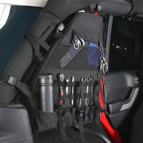 1Pcs Canva Black Interior Car Left Side Door Anti-roll Storage Tactical Bag Installed Tools Fit For Jeep Wrangler 2007-2017