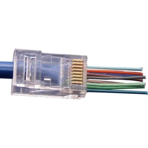 100pcs RJ45 Modular Plug Connector End 8P8C CAT6 CAT6E 8 Pins Coupler Connector Network Cable LAN Connector Plug