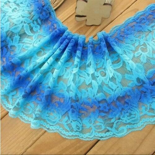 16.5cm 2Yards Soft Nylon Elastic Lace Trims Clothing Accessories Stretch Lace Fabrics Sewing Lace Appliques Lingeire Blue Green
