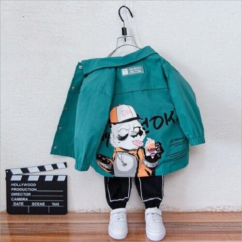2-7Years Boys Coat Spring 2021 New Children Outwear Autumn Wear Cartoon Casual Shirt Collar Jacket For Boys Baby Top Clothes