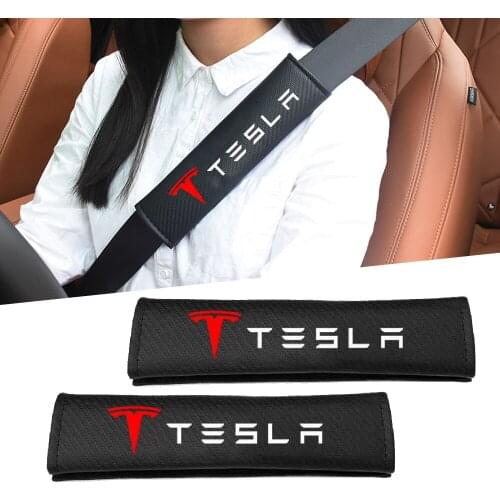 2pcs car Seat Belt Cover Carbon Fiber Shoulder Pad Knitting Cushion For MODEL 3 X Y S 3/5/X/Y Auto Accessories car styling
