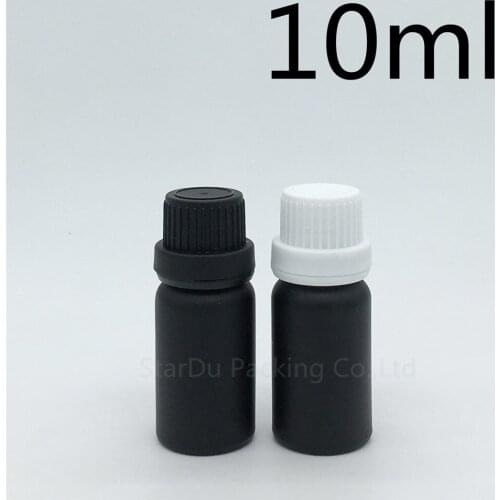 200pcs 10ML Black Frosted Glass Bottle ,10cc Vials Essential Oil Bottle with tamper evident cap Perfume bottle