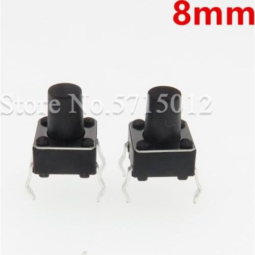 200pcs/lot 6x6x8MM 4pin Micro Tact Switch Touch Self-reset Button 6*6*8mm Plug-in keys button switch