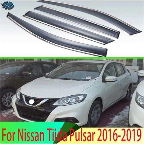 For Nissan Tiida Pulsar 2016-2019 Third generation C13 Plastic Exterior Visor Vent Shades Window Sun Rain Guard Deflector 4pcs