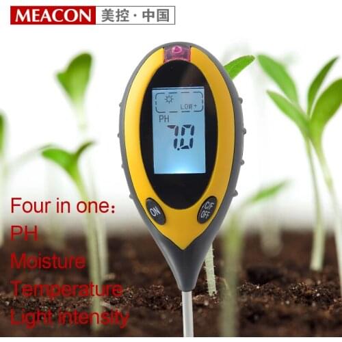 4 In 1 Soil PH meter Temperature Moisture Light intensity tester Backlit digital display For Agriculture Free Shipping