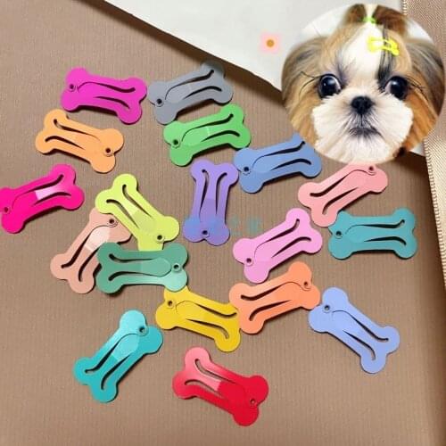 50PC/Lot 2.5cm Pure Bone Shape Pet Dog BB Clips Dog Hair Clips Hairpin Puppy Cat Dog Grooming Accessories
