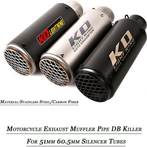 51mm 60.5mm Exhaust Muffler Pipe Removable DB Killer Refit Stainless Steel Carbon Fiber Motorcycle Vent Tubes Tip System Silp on