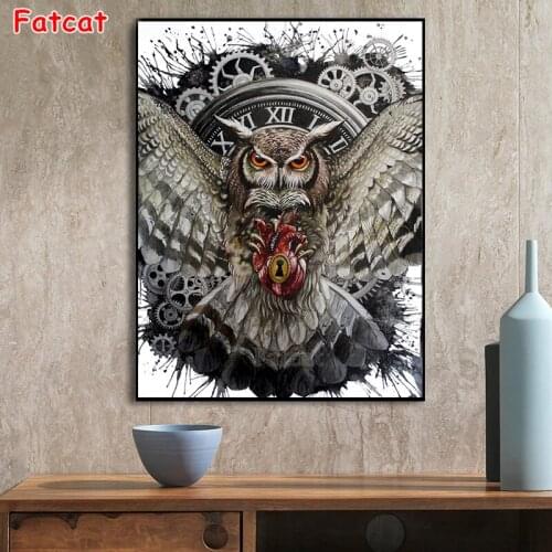 Diamond Painting Owl Full Square，Round 5D DIY Rhinestone Embroidery Animal Cross Stitch Beaded Mosaic Wall Art PP1491