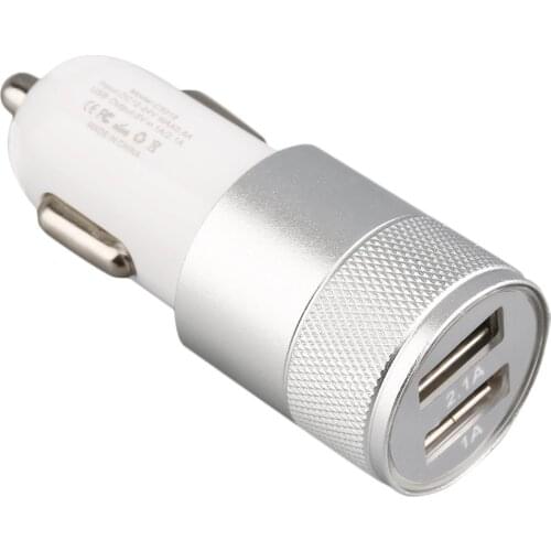 Car-charger Anti-Corrosion and Sustainable Use 1.0/2.1A Dual-USB Port Aluminum Universal Alloy Quick Car Charger Adapter