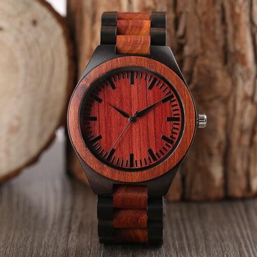 Luxury Mahogany Wooden Watch Male Nature Wood Quartz Clock Novel Wrist Watches Mans Cool Fashion Full Wooden Bamboo Men Gifts