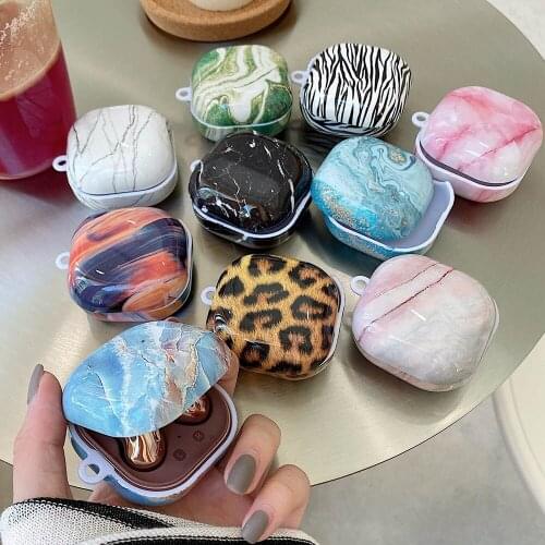 Earphone Case For Samsung Galaxy Buds Live Marble Leopard Cases Glossy Hard PC Bluetooth Headset Charging Box Protector Cover