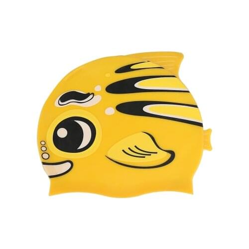Child Cartoon Fish Silicone Swimming Cap Swim Pool Beach Protect Ears Hair Bathing Hat For Boys Girls Cute Swim Cap