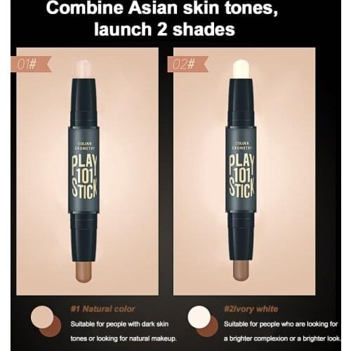 Double-head V Face Contour Stick Three-dimensional High-light Shadow Concealer Pen Waterproof Sweatproof Long-lasting Makeup