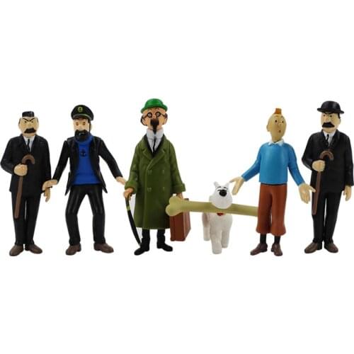 The Adventures of Tintin Action Figure Cartoon Movie Explorers Tin Tin Figurine Collectible Model Toys Figures 6pcs/lot 4-8cm