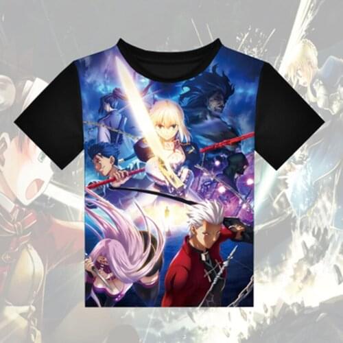 Fate grand order Joan of Arc Cosplay t-shirt Fate/Apocrypha Anime FGO Saber Men t-shirt Polyester short-sleeve tops
