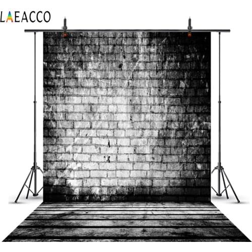 Laeacco Fade Black Vintage Old Brick Wall Wooden Floor Portrait Photography Backgrounds Photographic Backdrops For Photo Studio