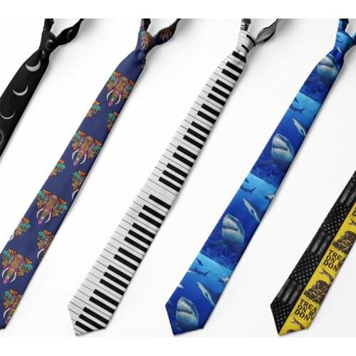 Different New Design Neck Tie For Men 8 CM Shark &Monkey 3D Print Casual Creative Ties Party Skinny Women Corbatas Hombre Cravat