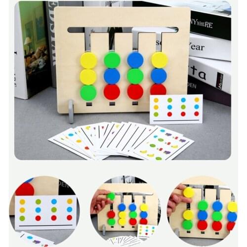 Montessori Toy Colors and Fruits Double Sided Matching Game Logical Reasoning Training Kids Educational Toys Children Wooden Toy