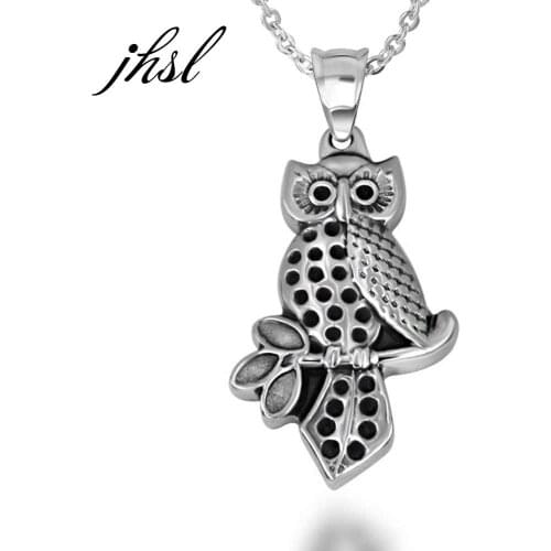 JHSL Male Men Animal Bird Owl Pendant Necklace Chain Silver Color Stainless Steel Fashion Jewelry Wholesale New Arrival 2021