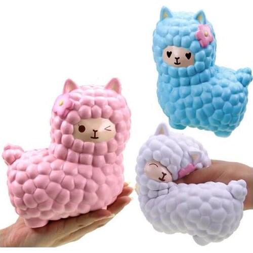 Jumbo 16CM Kawaii Cute Alpaca/Sheep Squishy Phone Strap Decor Slow Rising Collection Bread Cake Funny Animal Toys New Year Gifts