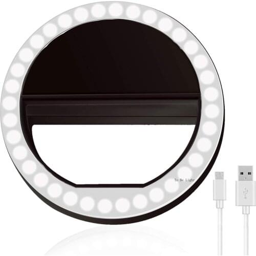 Selfie Ring Light, Rechargeable Portable Clip-on Selfie Fill Light with 36 LED for Smart Phone Photography,Camera Video,Girl