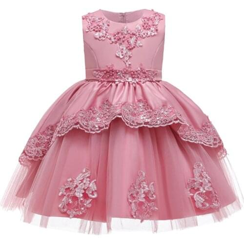 Summer Girl sweet Dress 3-12 yrs princess Dresses Wedding Gold Line Embroidered Flowers Formal Girl Birthday Party Dress