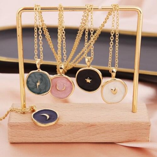 Trendy Moon Star Lightning Pendants Necklaces For Women Engagement Party Girls Link Chains Necklace Korean Fashion Jewelry Gifts